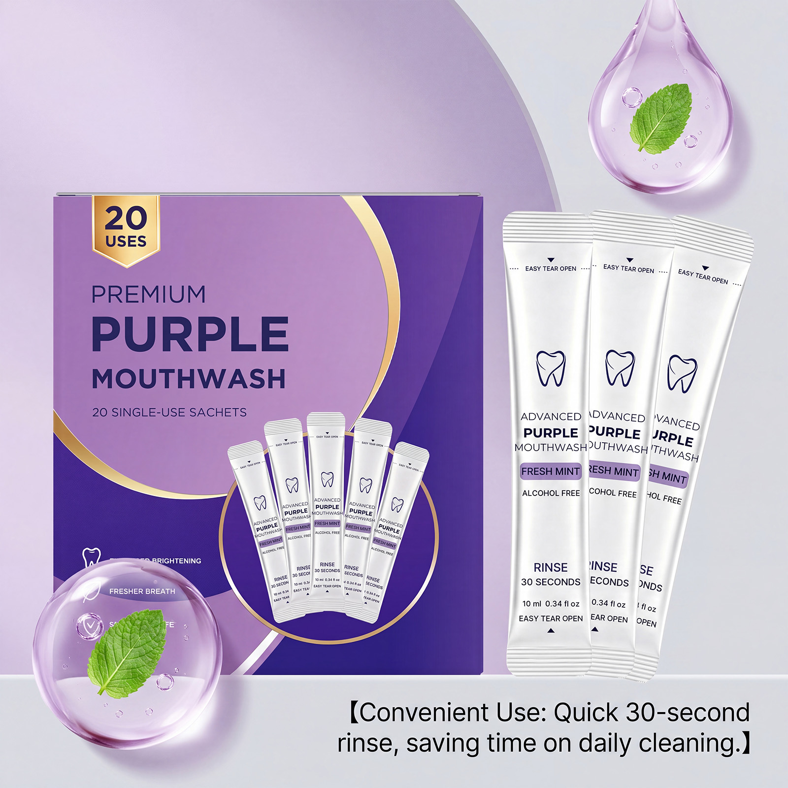 20/40'lı Paket Mor Ağız Çalkal - Teeth Whitening Mouthwash incelemesi ve fiyatı